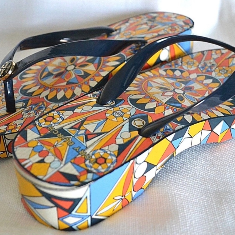 Tory Burch Psychedelic Geo Carved Wedge 8 - Picture 6 of 6